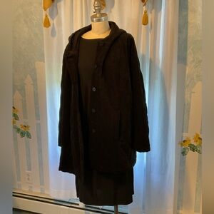 JJill black cotton velvet coat diamond quilted and fully lined